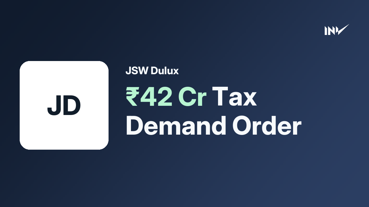 Update Demand JSW Dulux: ₹42 Crore Tax Demand Order Received from Karnataka GST ...